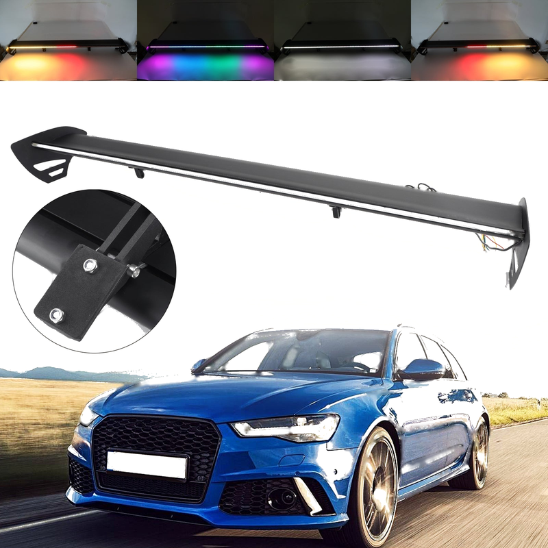 Universal Hatch 00-23 Adjustable Aluminum Rear Wing Spoiler w/ LED