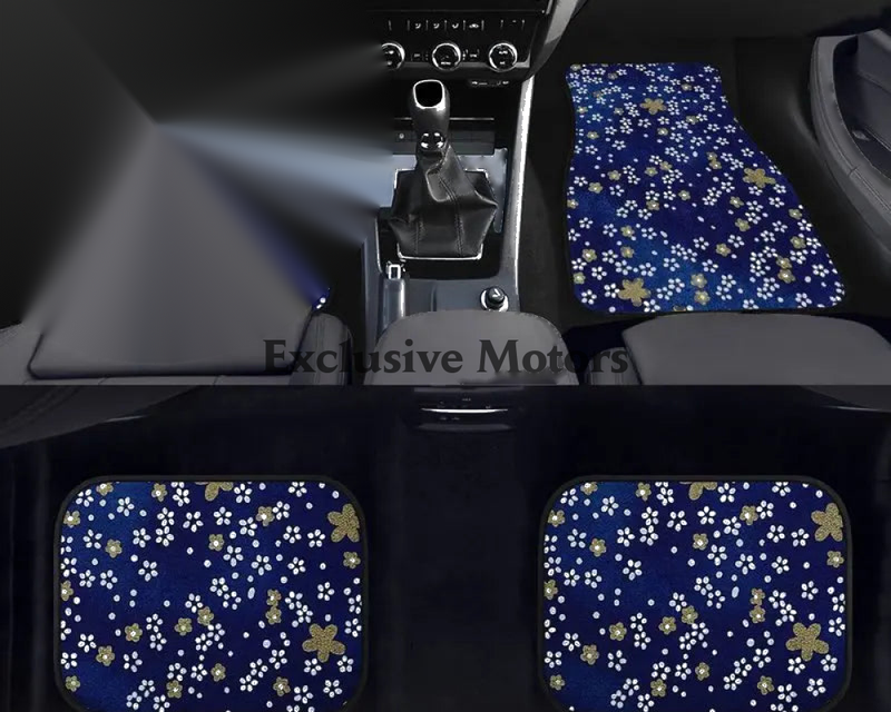 Custom Japanese Blue Cherry Blossom Mini Floor Mats
