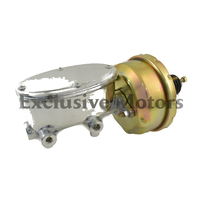 Universal Wilwood Style 7" Chrome Master Cylinder & Zinc Brake Booster (1970-2023)