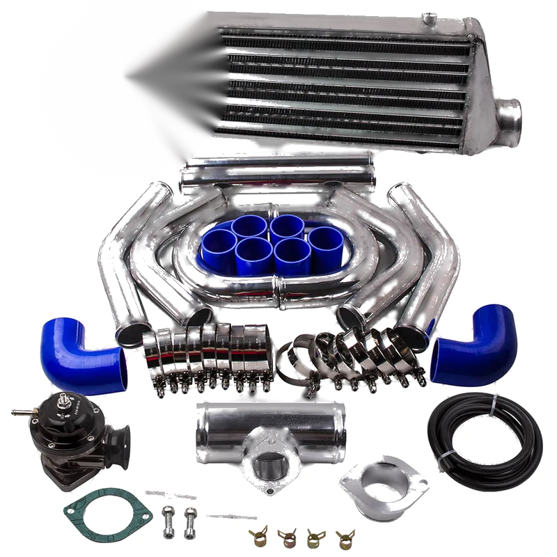 Maxpeedingrods  21''x 7''x 2.5'' Universal Tube & Fin Intercooler & 2.5" Pipe Hose Tube Kit & Type-S Blow Off Valve BOV