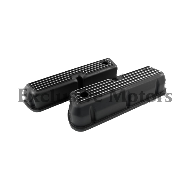SB Ford Windsor Black Finned Aluminum Valve Covers Tall (1962-2001)