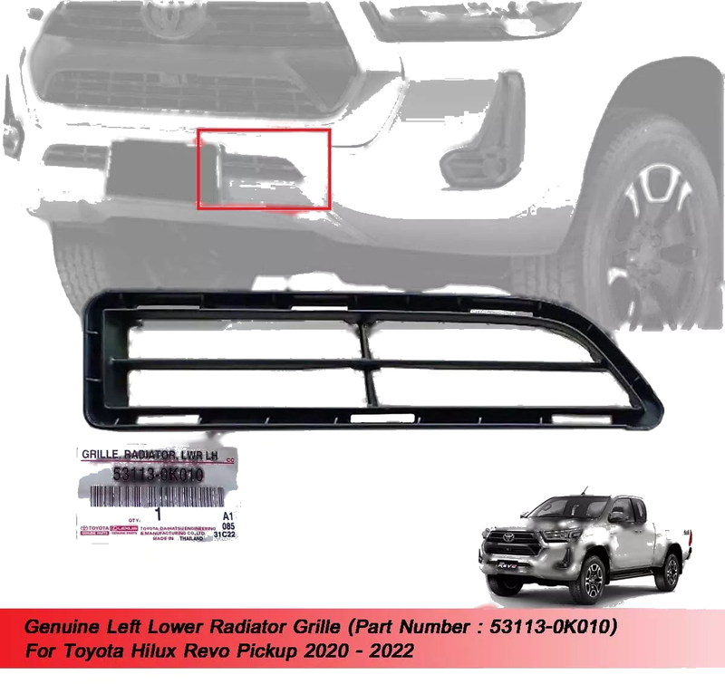 Toyota Hilux 1kd Left Lower Radiator Grille (2020-2022)