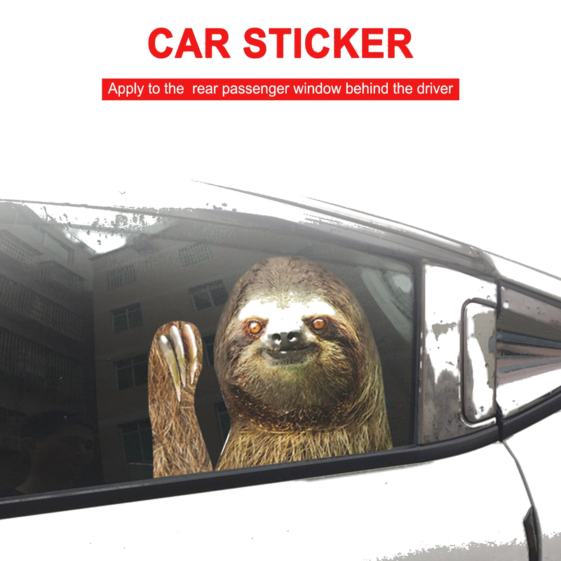 Universal Fit Passenger Side Car Window Sticker - Sloth Waving