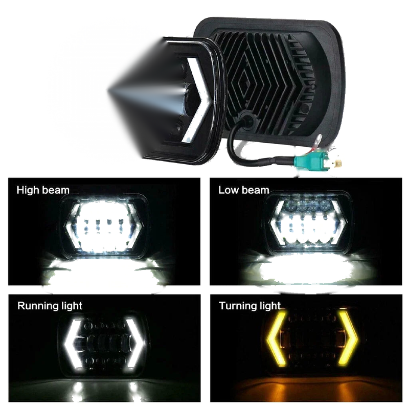 Toyota AE86 2 x 7x6" LED Headlights Hi-Lo Beam Halo DRL (1983-1987)