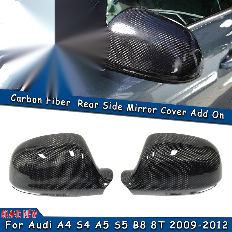 Audi A4 S4 A5 S5 B8 Carbon Fiber Mirror Cover Caps (2009-2012)