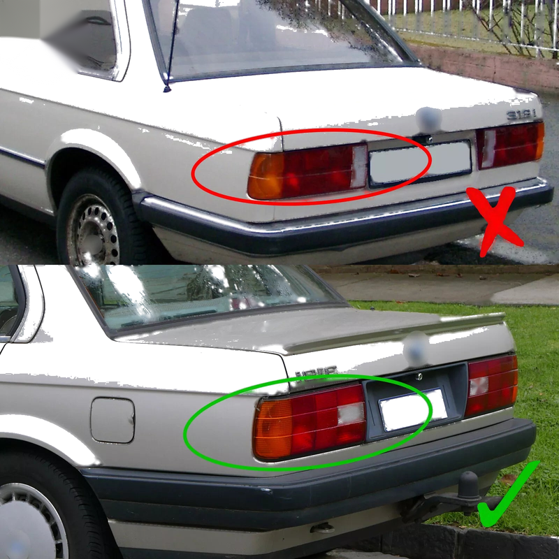 BMW E30 Red & Reverse Light Tail Lights Pair (1988-1994)