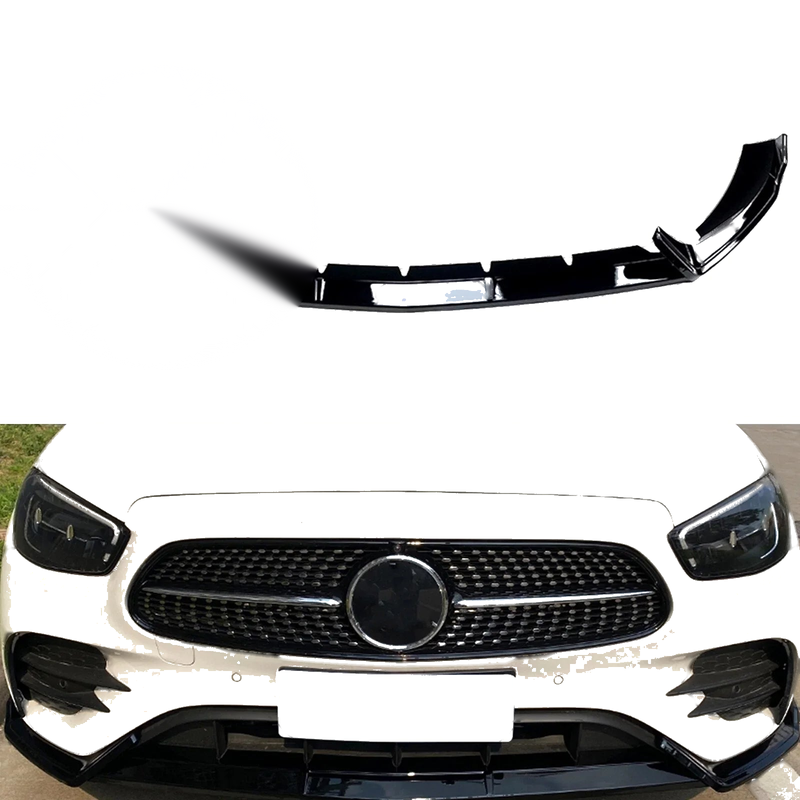 Benz W213 E260 E300 AMG Gloss Black Front Bumper Spoiler (2021-2023)