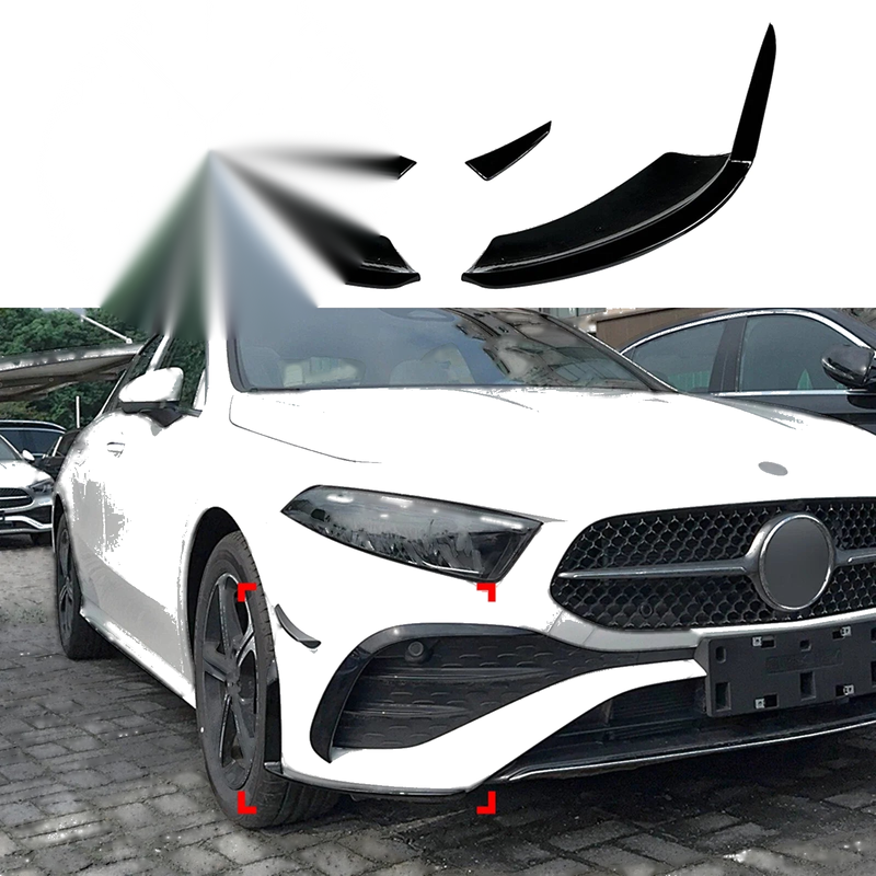 Benz A Class W177 Gloss Black Front Side Spoiler Trim (2023-2024)