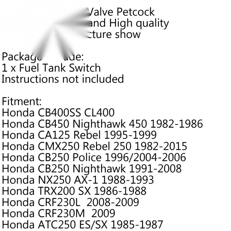 Honda CMX 250, CL400, CB450, CB900C, CB250 Fuel Tap (1982-1986)