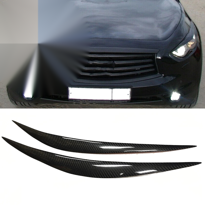 Infiniti FX35 FX37 FX50 Carbon Fiber Headlight Eyebrow Trim (2009-2013)
