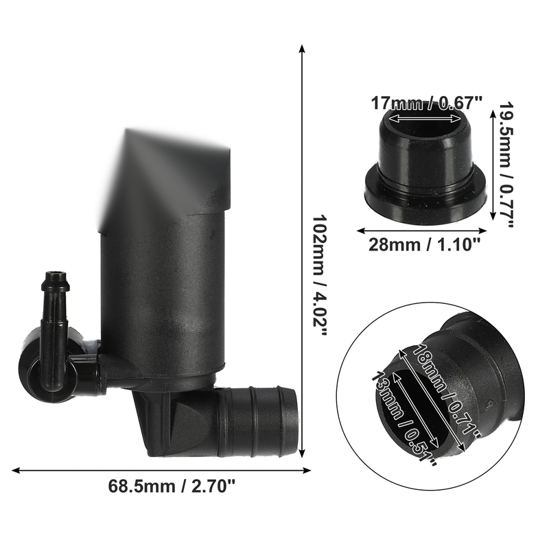 Ford Focus (2012-2018) - Black 1 x Unit Windshield Washer Motor Pump