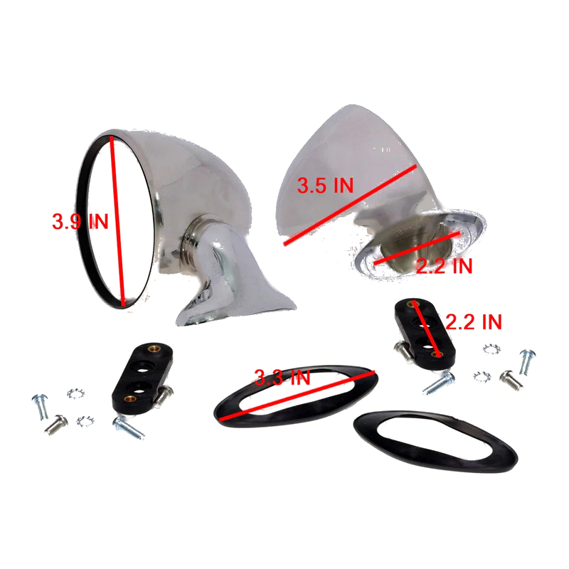 Lamborghini Urraco P111 / P200 / P250 / P300 1972-1979 Stainless Steel Door Mirror Set