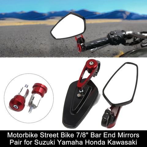 Suzuki, Yamaha, Honda 7/8" Bar End Mirrors Pair
