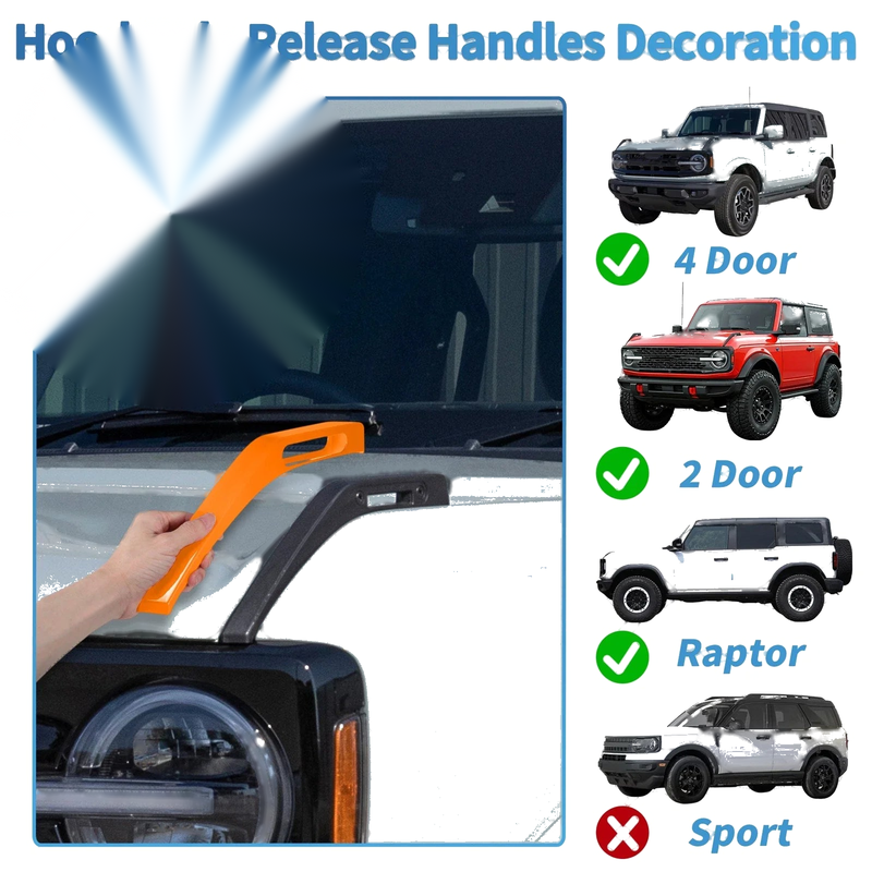 Ford Bronco 2021-2024 - Trail Sight Trim Orange Hood Hinge Cover
