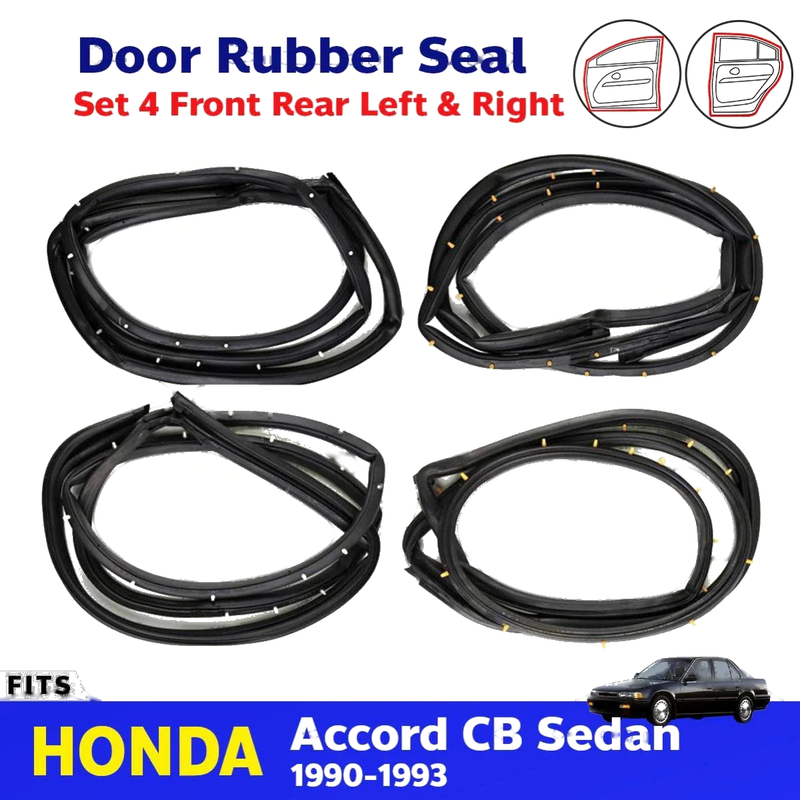 Door Rubber Weatherstrip Set 4 LH+RH Fits Honda Accord CB 4D Sedan 1990-93 D06