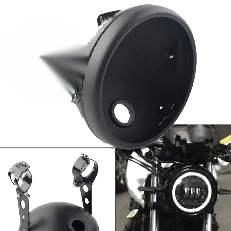 Harley Motorcycle 7-Inch Retro LED Headlight Shell & Mount Bracket