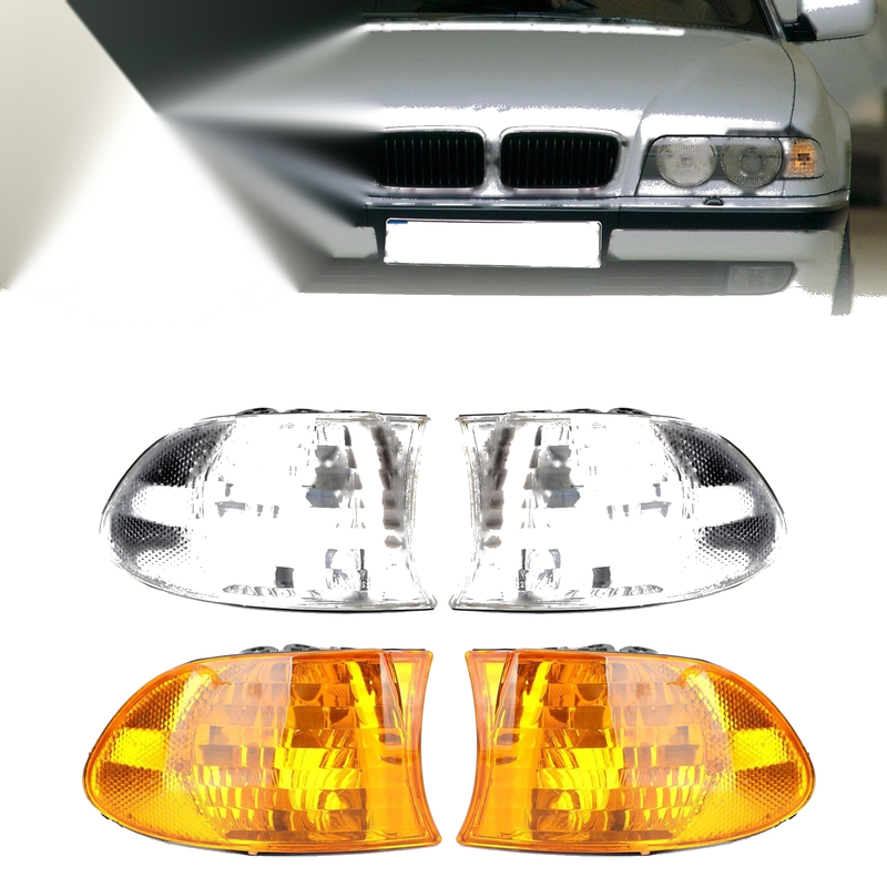 BMW 7-Series E38 White Amber Corner Lights Pair (1999-2001)