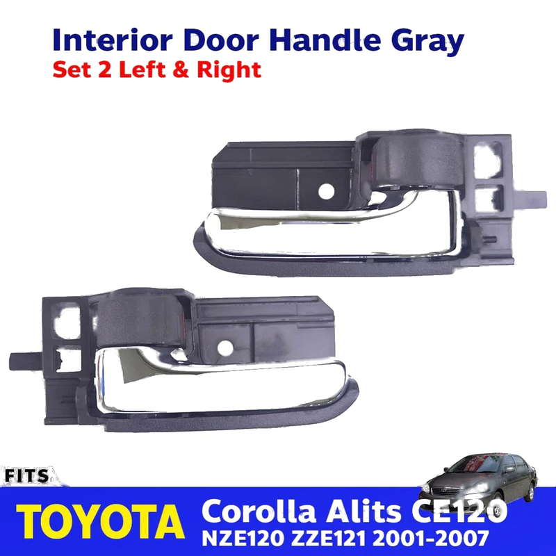 Interior Door Handle Gray Pair Fits Toyota Corolla Altis CE120 Sedan 2001-07 D06