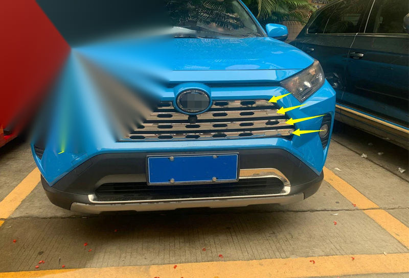 Toyota RAV4 Glossy Stainless Steel Front Grille Cover Trim (2019-2023)