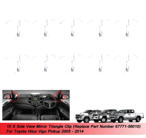 Toyota Hilux 10 x Side View Mirror Triangle Clips (2005-2014)