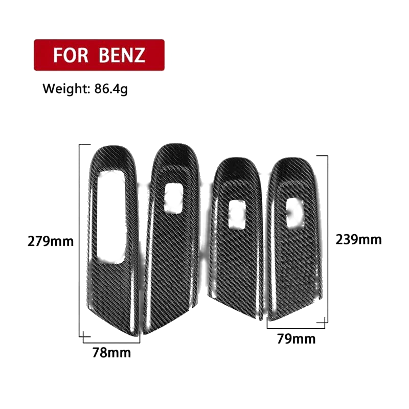 Benz C-Class W206 2022-2023 Real Carbon Fiber Window Lift Panel Cover Trim