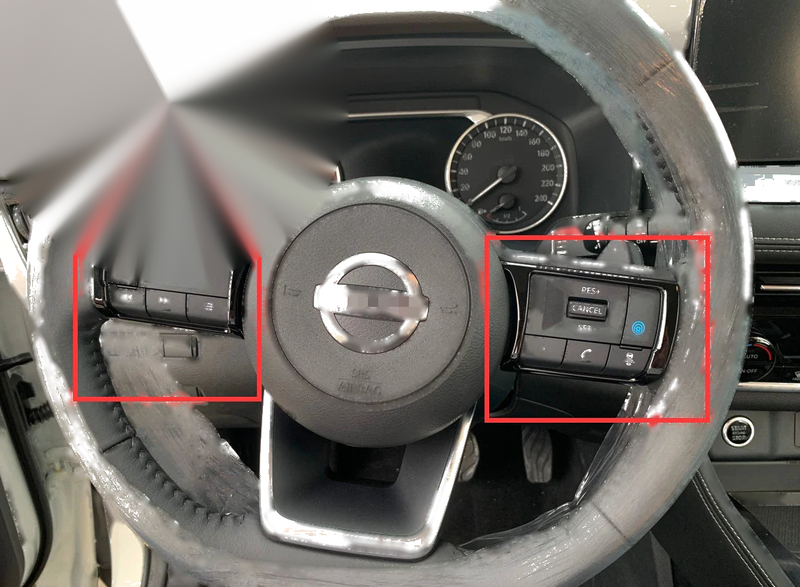 Nissan Rogue Steering Wheel Glossy Black Frame Button Cover Trim (2021-2023)