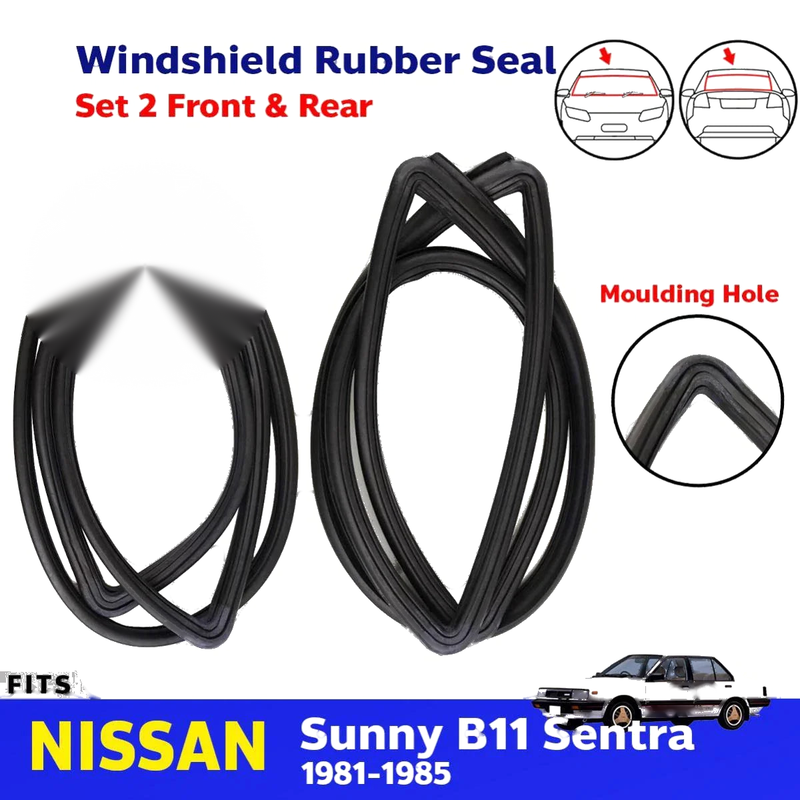 Weatherstrip Rubber F+R w Moulding Hole Fits Nissan Sentra Sunny B11 1981-85 D07