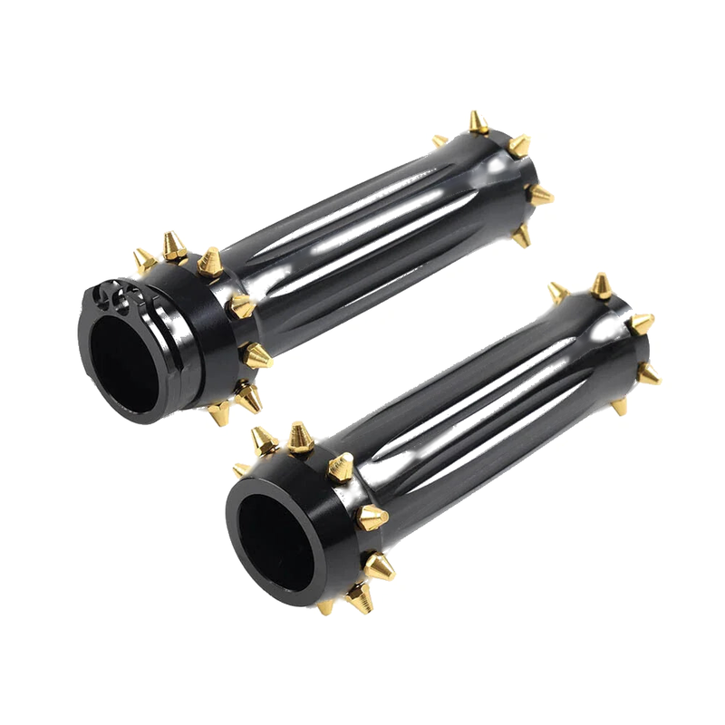 Harley Touring Dyna Softail  - Gold / Black 1'' Spikes Hand Grips