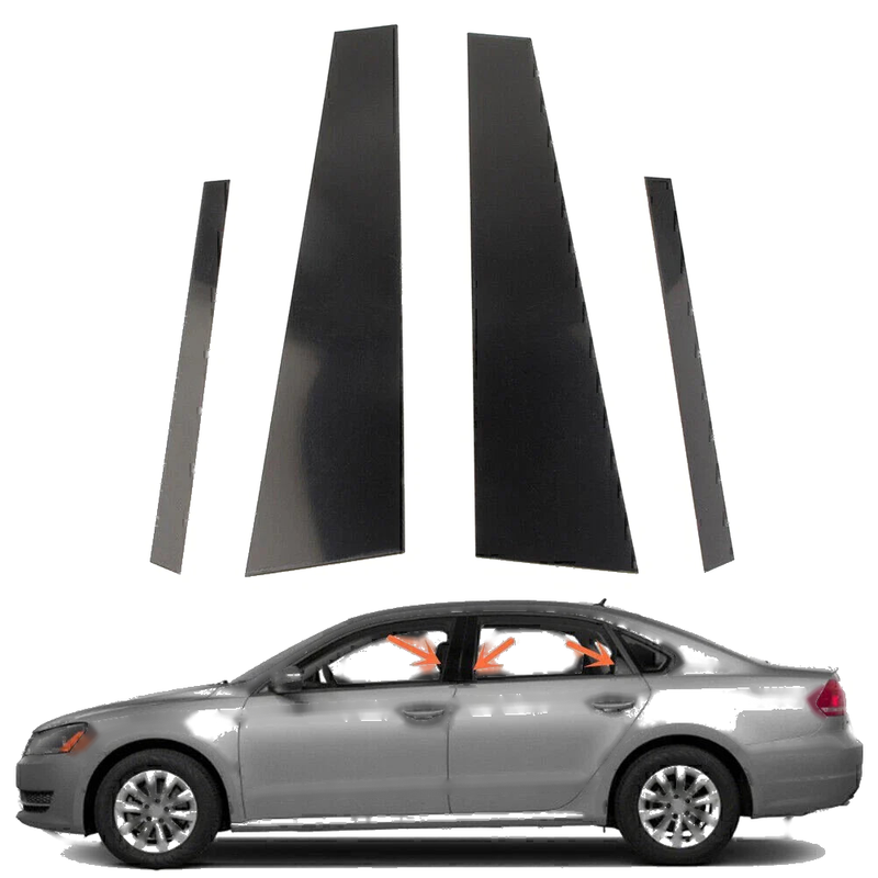 VW Jetta 4 x Black Door Trim Pillar Post Covers (2012-2018)