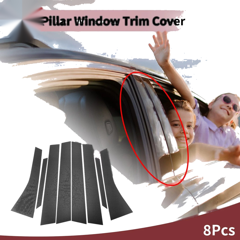 Honda Stream RN6-RN9 (2007-2014) Black Carbon Fiber 8 Pcs Door Pillar Window Trim