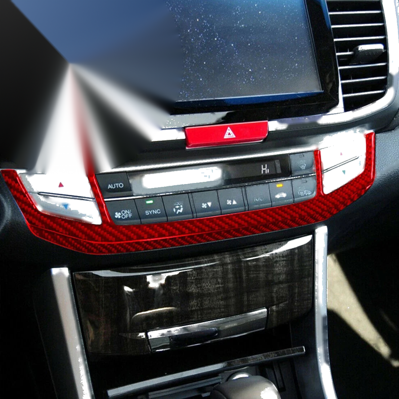 Honda Accord Red Carbon Fiber AC Console Frame Covers (2013-2017)