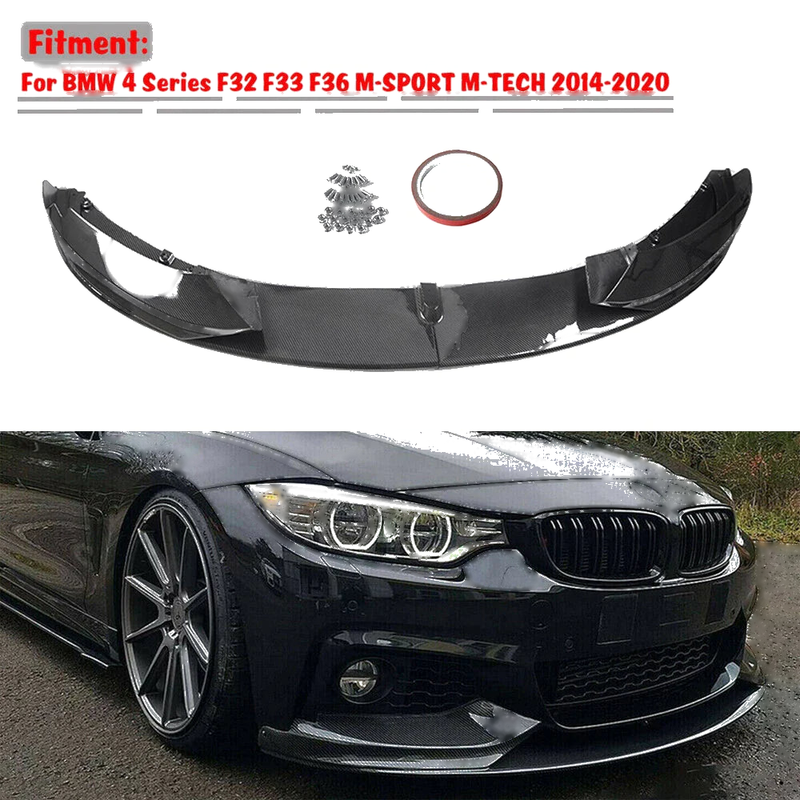 14-20 BMW F32 F33 F36 M Sport Carbon Fiber Look Bumper Lip Spoiler Splitter