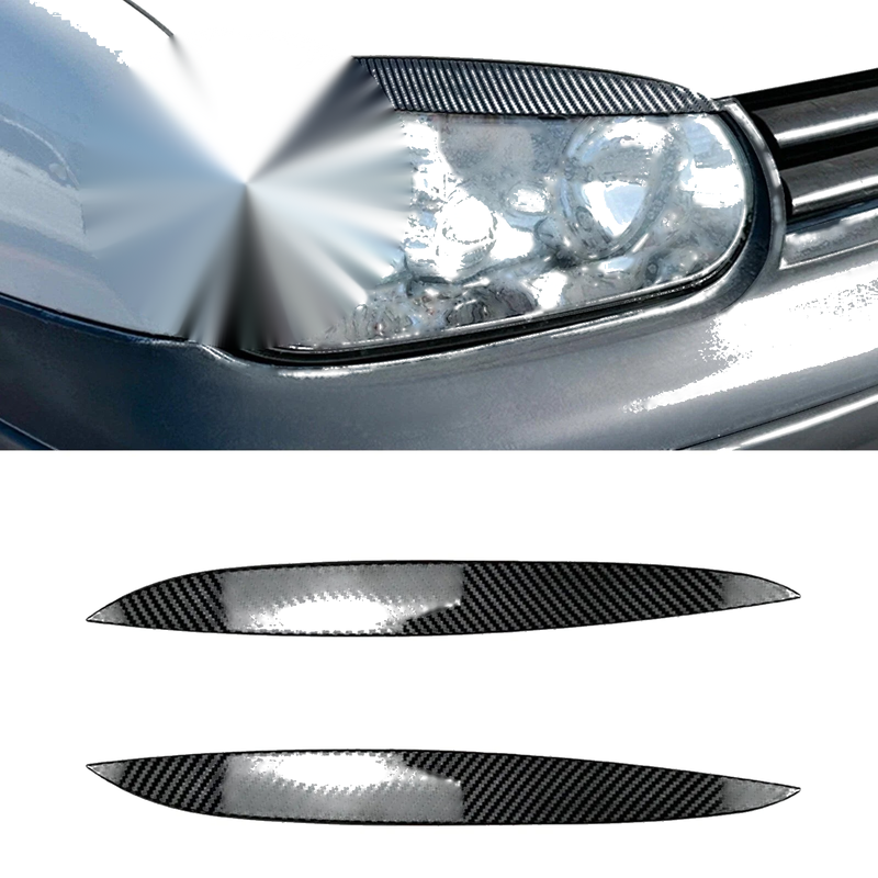 VW GOLF 4 MK4 Headlight Eyelid Covers 2 x Carbon Fiber Look (1997-2006)