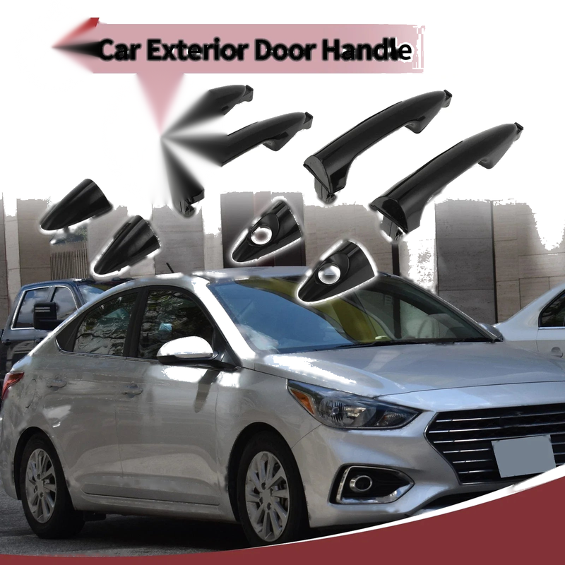 Hyundai Accent (2012-2017) Black 2 x Car Exterior Door Handles Grip