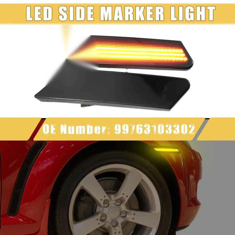 Porsche 997 (Amber, Black) - 1 Pair LED Side Marker Light