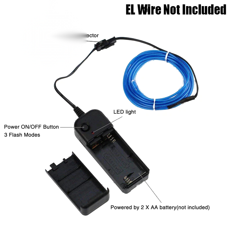 Neon Light Strip Rope () 2 x 3V AA Battery El Wire Controller