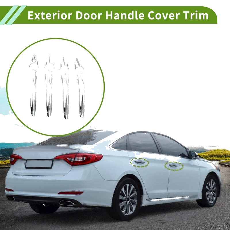 Hyundai Sonata (2011-2015) Silver Tone Exterior Door Handle Cover Trim