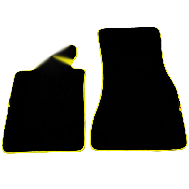 BMW M5 F10 (2011-2016) 2 x Yellow Trim AutoWin Black Floor Mats