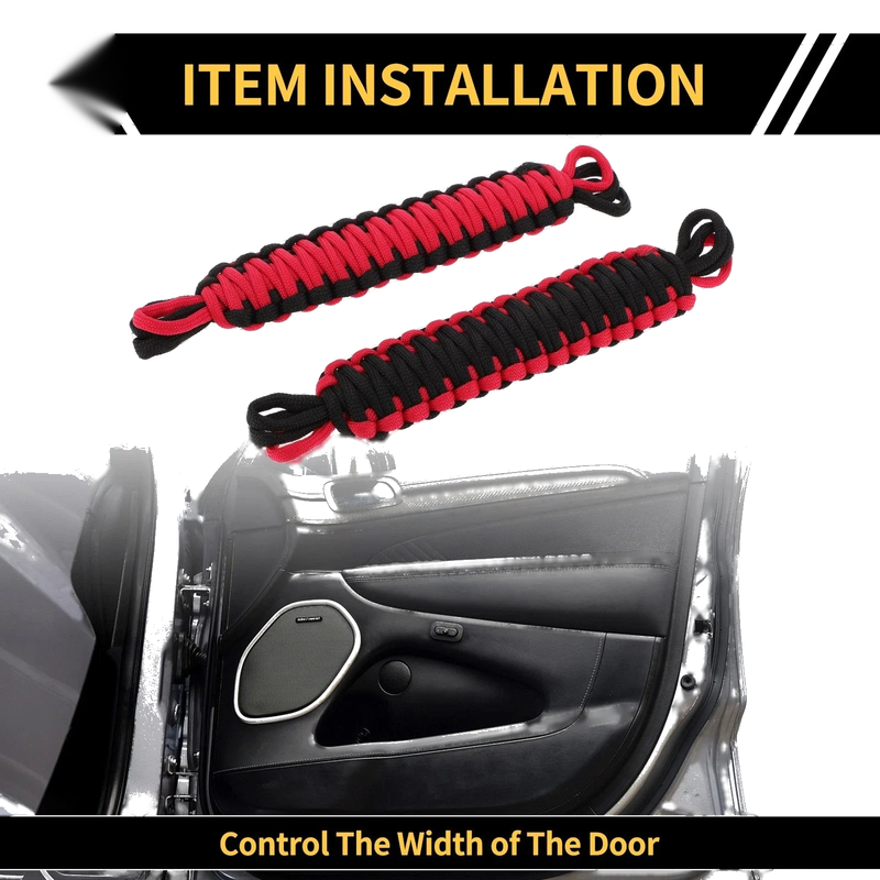 Jeep Wrangler TJ JK JKU (2007-2018) Black Red 2 x Door Limiting Straps