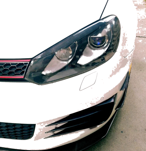 VW Golf 6 GTI MK6 2 x Carbon Fiber Headlight Eyelid Trim (2008-2013)