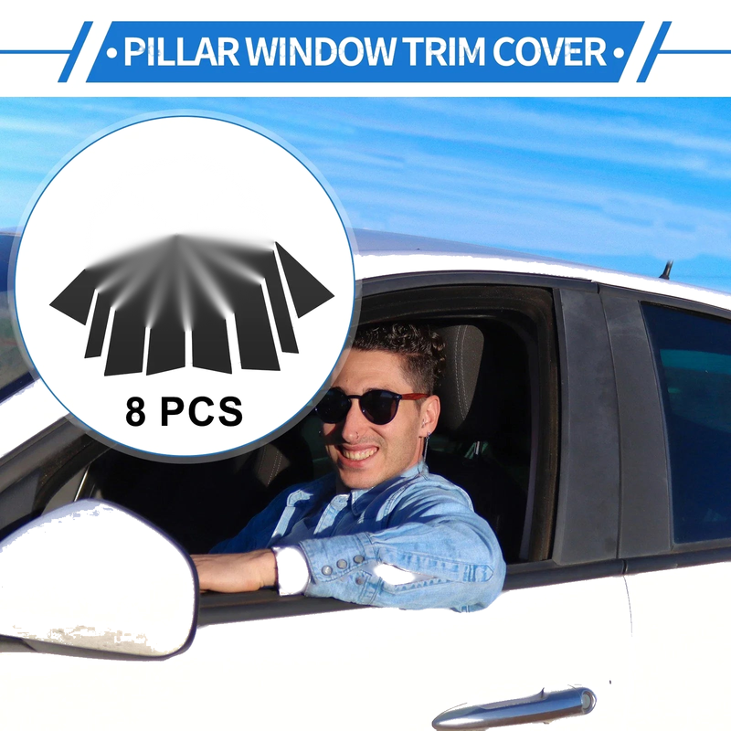 Hyundai Elantra 8 Pcs Black Door Pillar Window Trim (2007-2010)