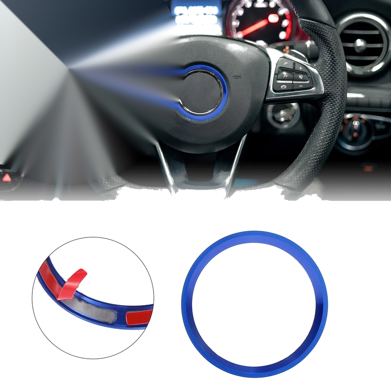 Mercedes Benz C Class C200L E300L GLA220 CLA 2" Blue Wheel Ring Cover Trim