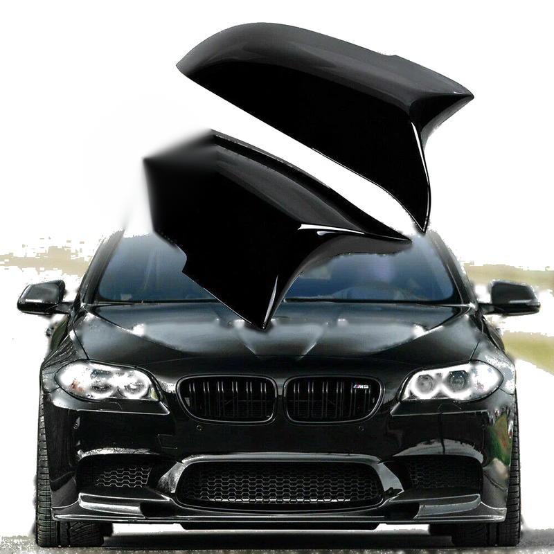 BMW 5 Series F10 F11 F18 Gloss Black Side Mirror Cover Caps (2014-2018)