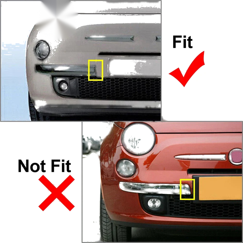FIAT 500 Chrome Front Bumper Moulding Trim Covers (2007-2015)