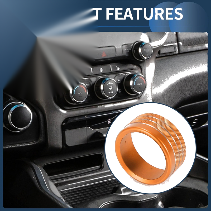 Dodge RAM 2018-2022 - 5 Pcs AC Media Volume Switch Knob Cover Ring