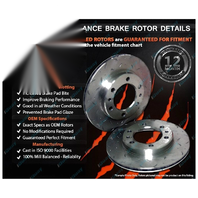 Toyota 80 Series 2 x Front Drilled & Slotted Disc Rotors & Brake Pads (90-92)