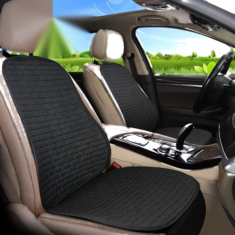 Universal Fit Black Car Front Seat Cushion Covers 2 x Seat Mats