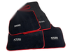 BMW M6 Series F12 (2012-2019) - Black Red Rounds Premium Floor Mats
