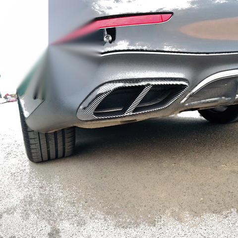 Benz W214 E260 E300 AMG 2 x Carbon Look Rear Exhaust Pipe Frame Covers (2024-)