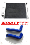 Ford Cortina 6 Cylinder Aluminum Radiator & Blue Hose (1972-1982)